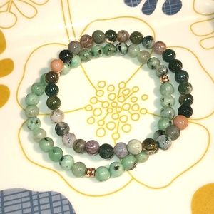 INDIGO HEALS 6MM FANCY JAPER SET OF SEMIPRECIOUS STONES BRACELETS
